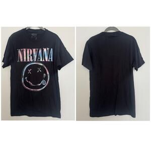 Nirvana Pastel Smile Band Tee in Black